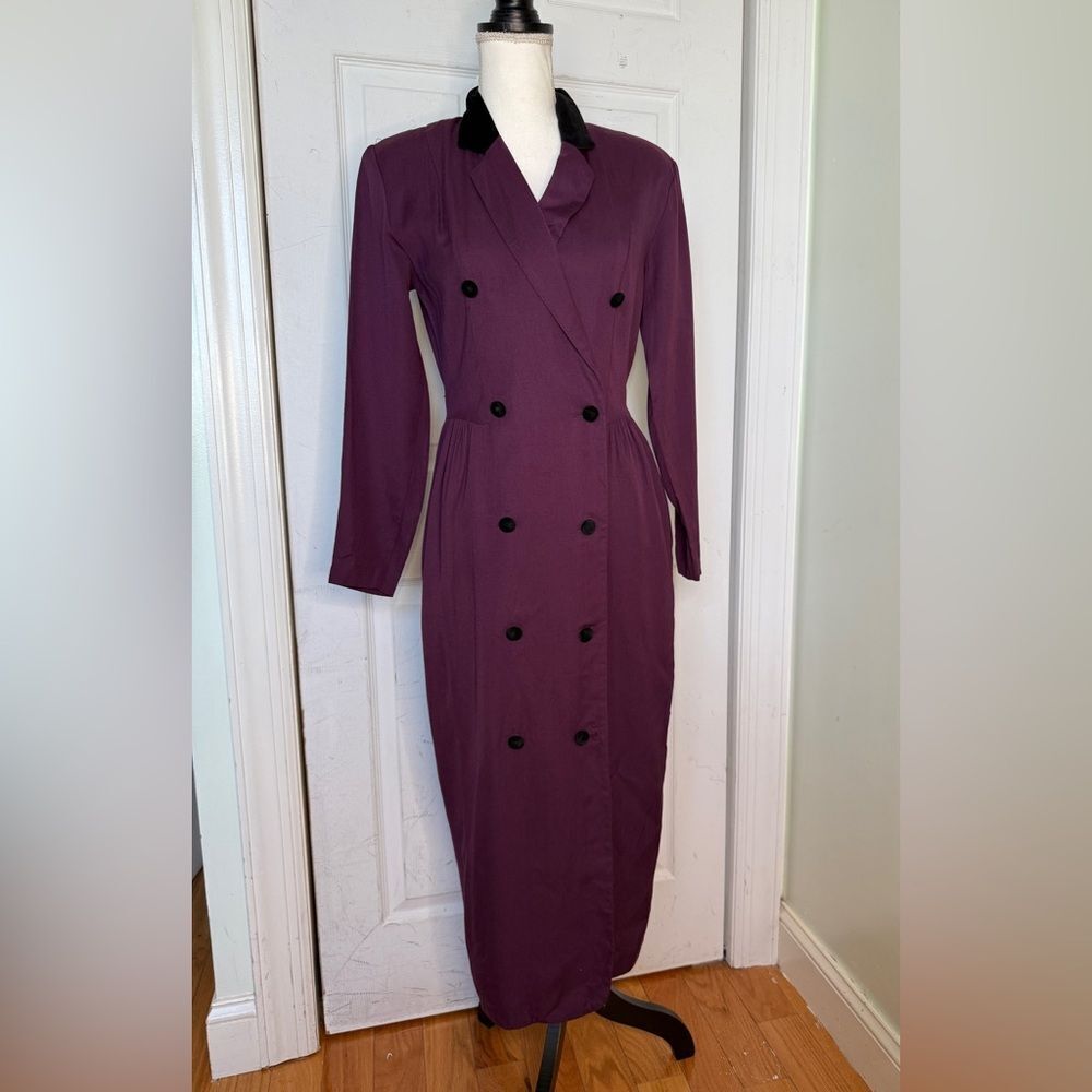 Y2K/90s Donna Ricco Suitโ/Tuxedo Style Aubergine Purple Dress